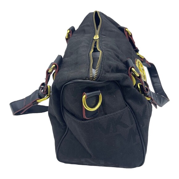 Michael Kors Signature Handbag all Black with Gold Trim Striking- Broken Zipper - Picture 3 of 6